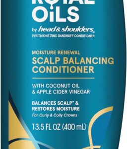 Head & Shoulders Anti-Dandruff Scalp Care with Coconut Oil, Royal Oils Moisture Renewal Conditioner, 1% Pyrithione Zinc, for Natural and Curly Hair, 13.5 fl oz