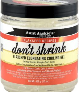Aunt Jackie's Flaxseed Recipes Don't Shrink Elongating Hair Curling Gel for Natural Curls, Coils and Waves, Helps Prevent Dryness and Flaking, 15 oz